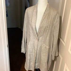 Linen sand collar coat Eileen Fisher